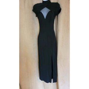 Rare Vintage Tadaski Black Sheath Evening Dress with Mesh Size 8